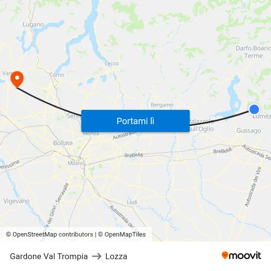 Gardone Val Trompia to Lozza map