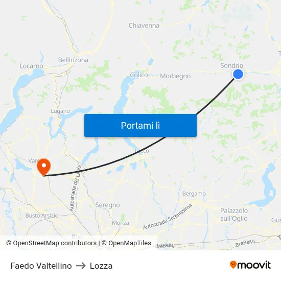 Faedo Valtellino to Lozza map