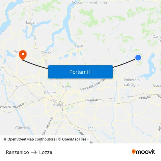 Ranzanico to Lozza map