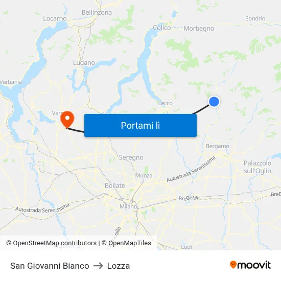 San Giovanni Bianco to Lozza map