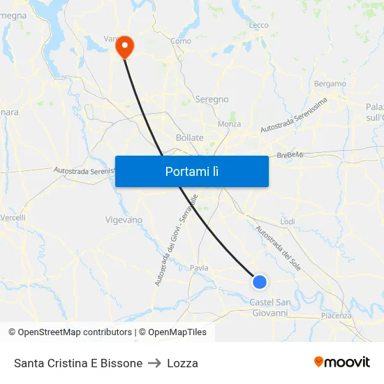 Santa Cristina E Bissone to Lozza map