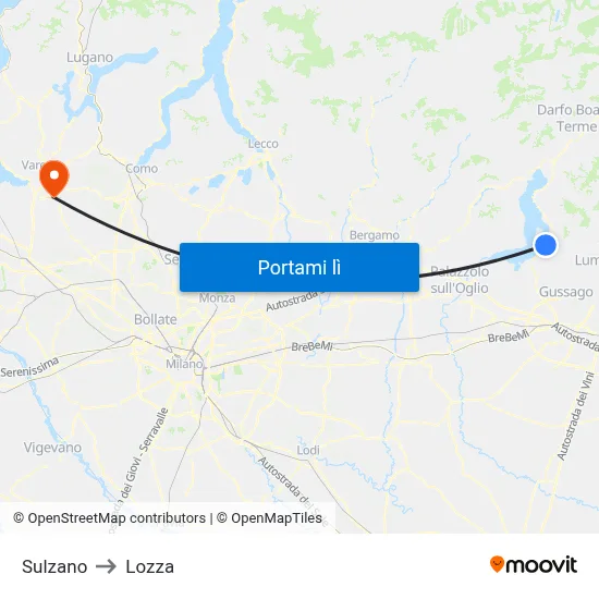 Sulzano to Lozza map