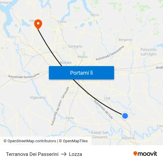 Terranova Dei Passerini to Lozza map