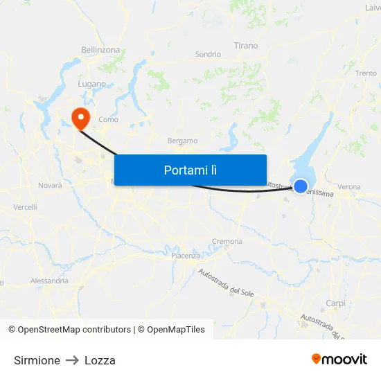 Sirmione to Lozza map