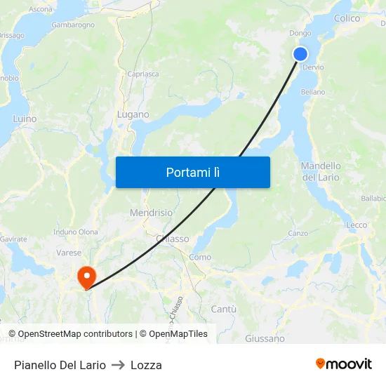 Pianello Del Lario to Lozza map