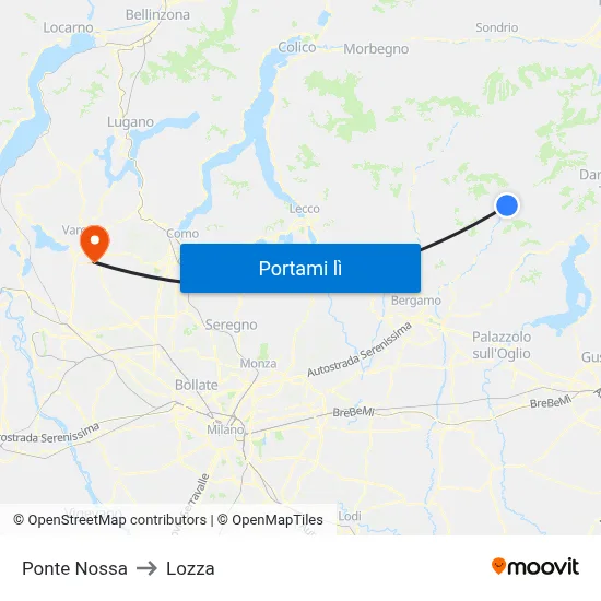 Ponte Nossa to Lozza map