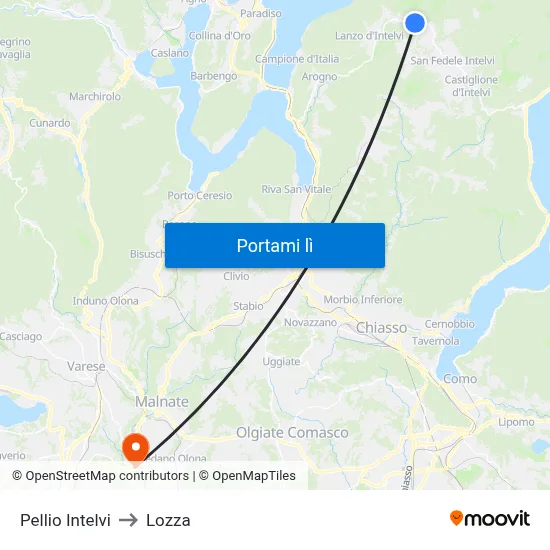 Pellio Intelvi to Lozza map