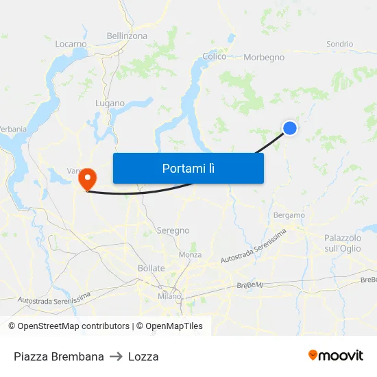 Piazza Brembana to Lozza map