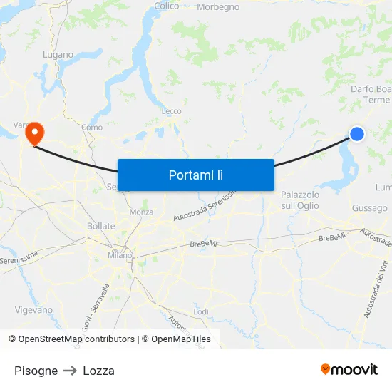 Pisogne to Lozza map