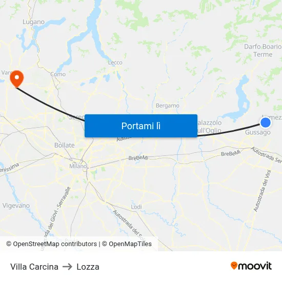 Villa Carcina to Lozza map