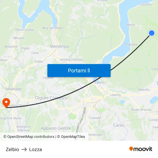 Zelbio to Lozza map