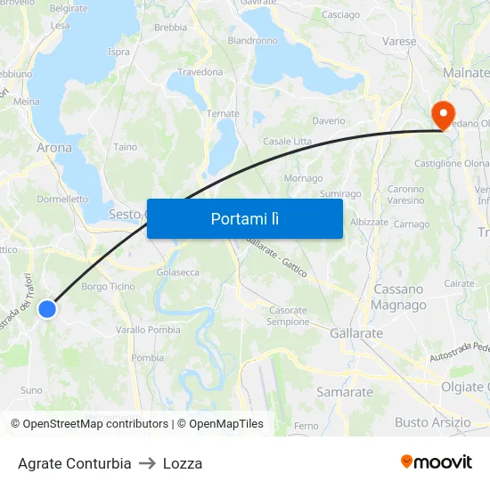 Agrate Conturbia to Lozza map
