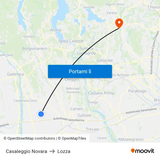 Casaleggio Novara to Lozza map