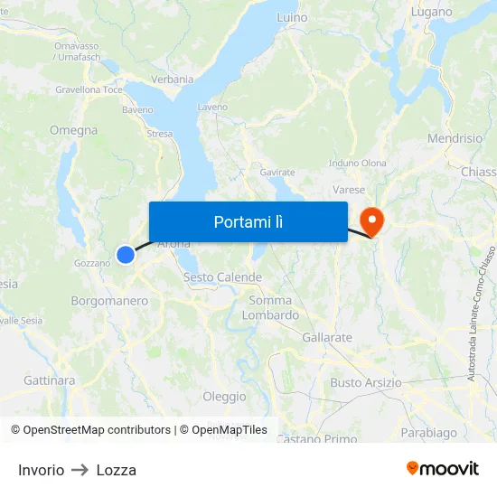 Invorio to Lozza map
