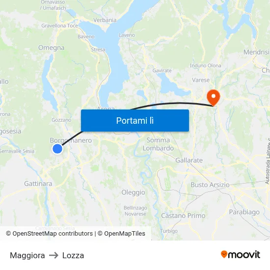 Maggiora to Lozza map