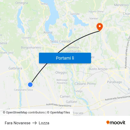 Fara Novarese to Lozza map