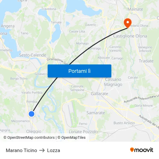 Marano Ticino to Lozza map