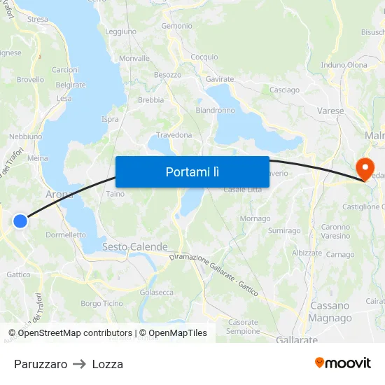 Paruzzaro to Lozza map