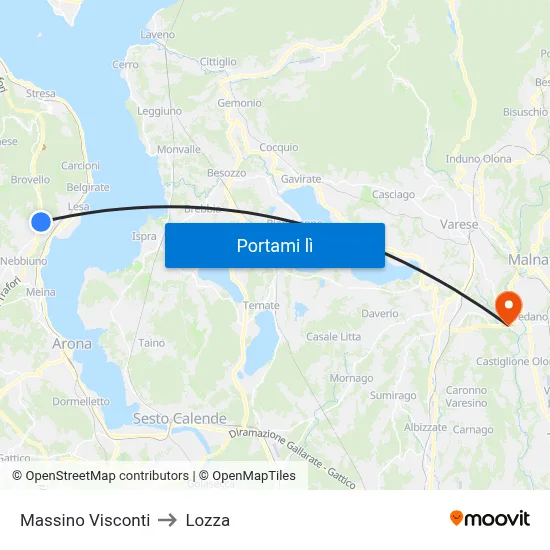 Massino Visconti to Lozza map