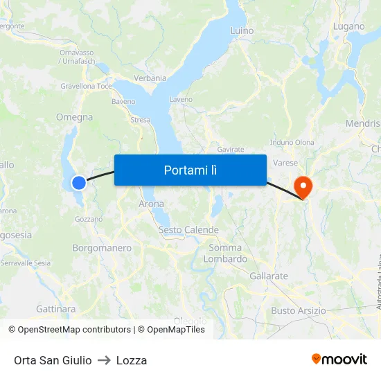 Orta San Giulio to Lozza map