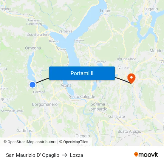 San Maurizio D' Opaglio to Lozza map