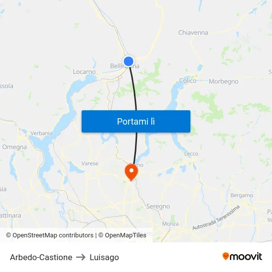 Arbedo-Castione to Luisago map
