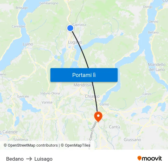 Bedano to Luisago map