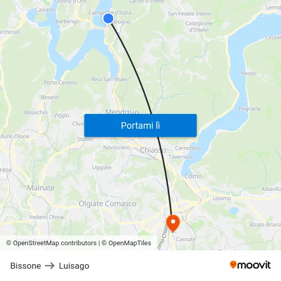 Bissone to Luisago map