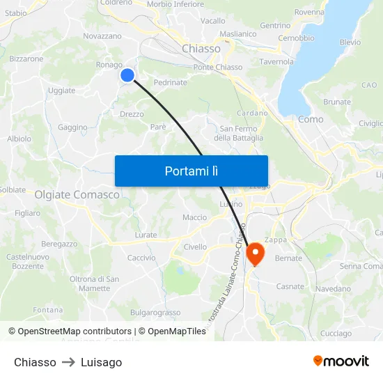 Chiasso to Luisago map