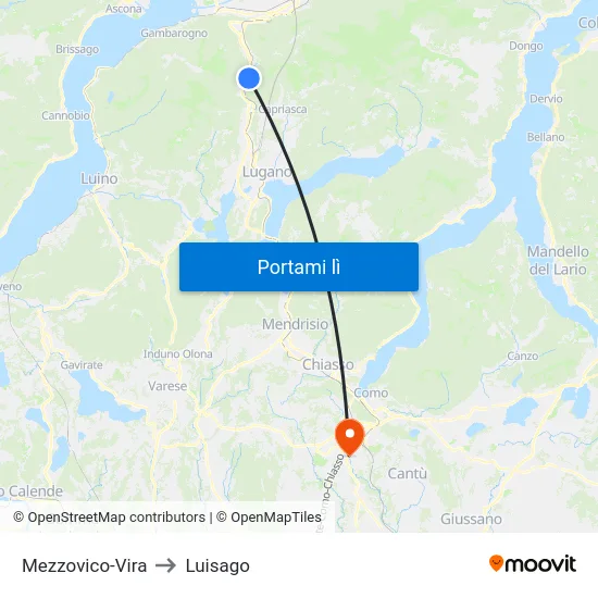 Mezzovico-Vira to Luisago map