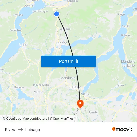 Rivera to Luisago map