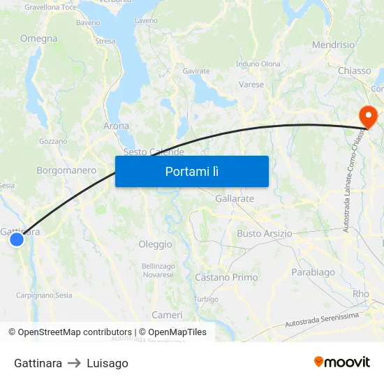 Gattinara to Luisago map