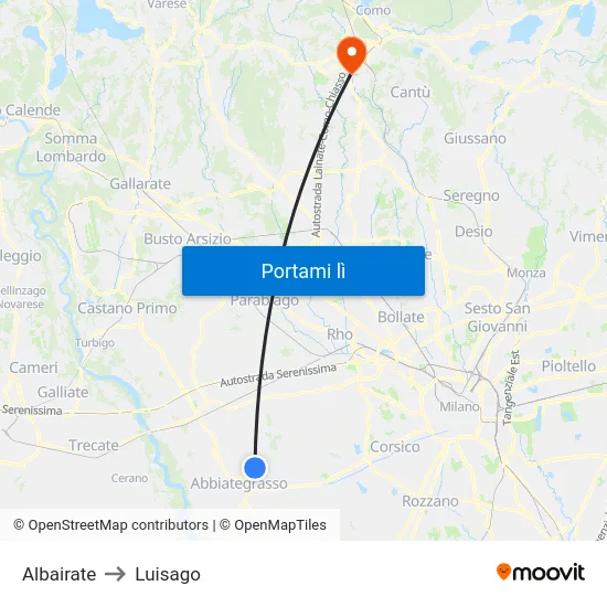 Albairate to Luisago map