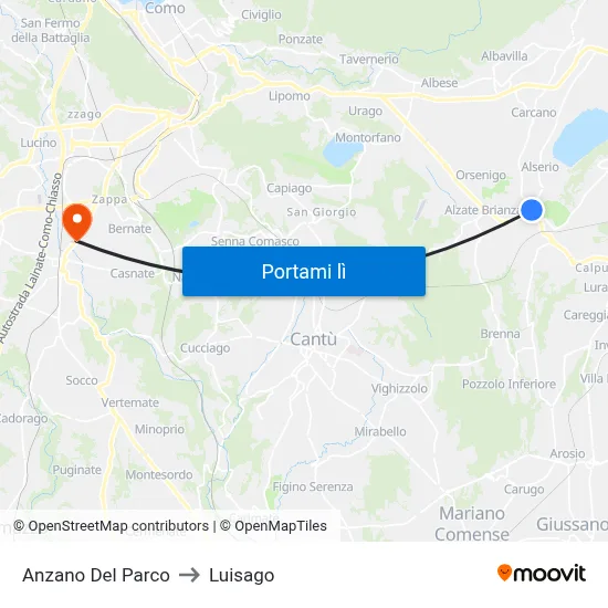 Anzano Del Parco to Luisago map