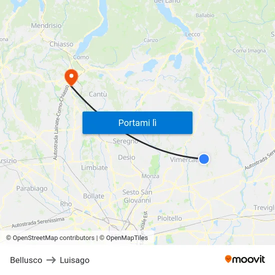 Bellusco to Luisago map