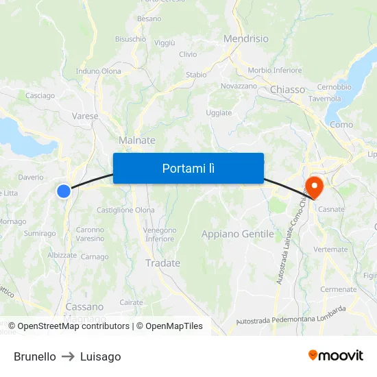 Brunello to Luisago map