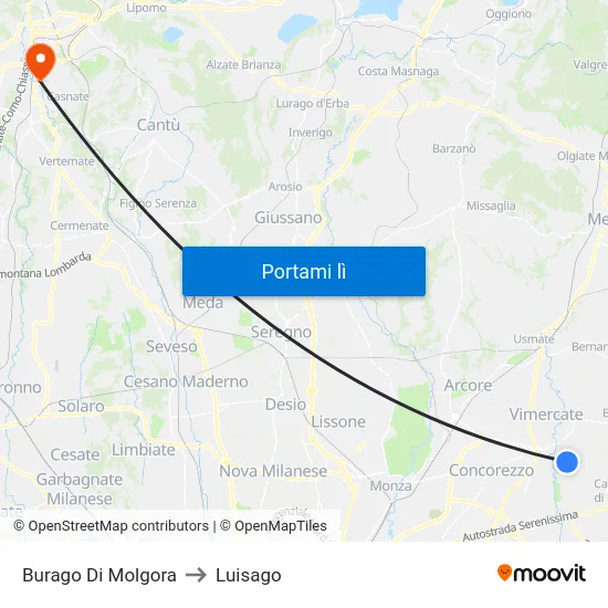 Burago Di Molgora to Luisago map