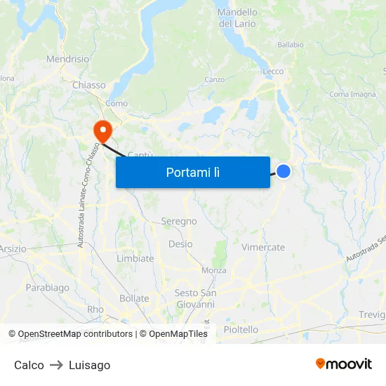 Calco to Luisago map
