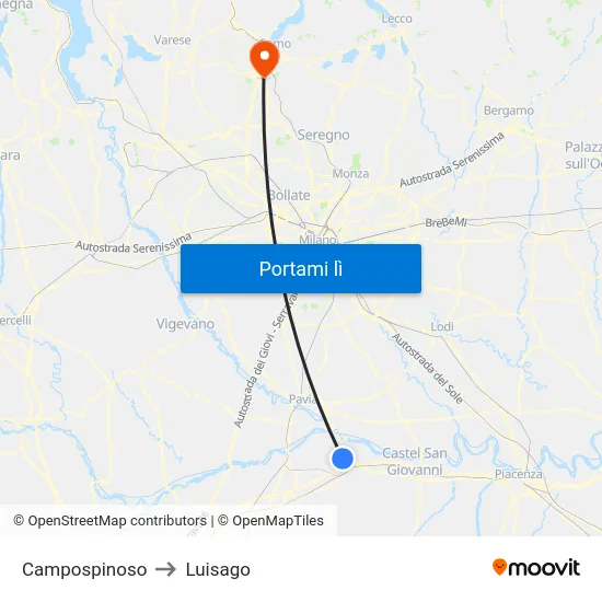 Campospinoso to Luisago map