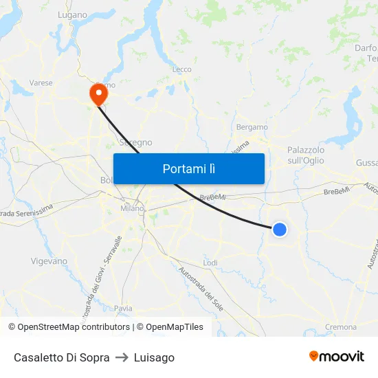 Casaletto Di Sopra to Luisago map
