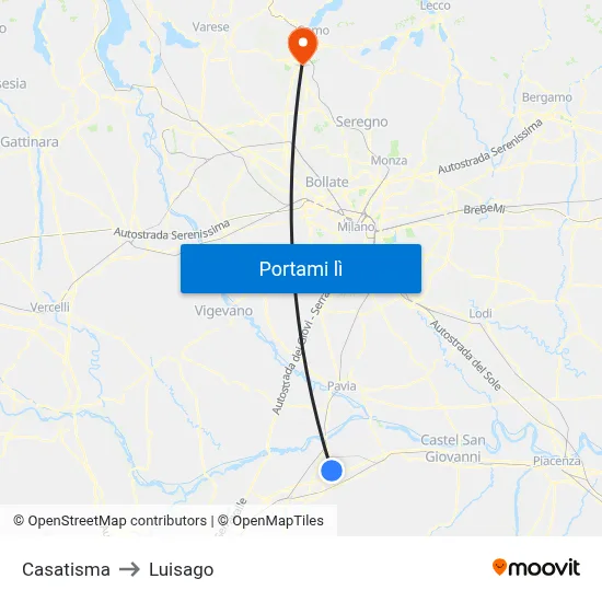 Casatisma to Luisago map