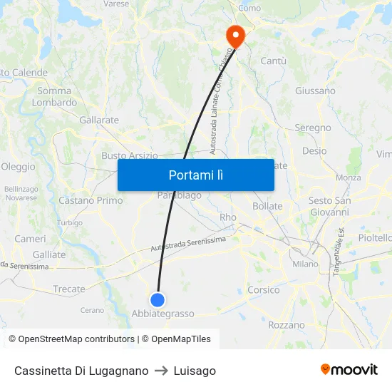 Cassinetta Di Lugagnano to Luisago map