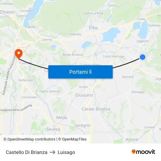 Castello Di Brianza to Luisago map
