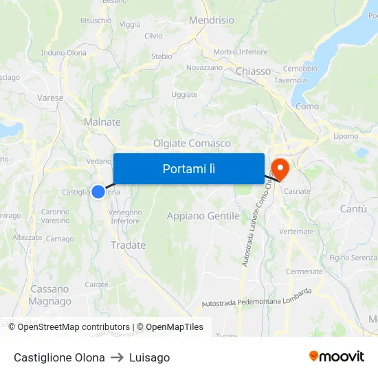 Castiglione Olona to Luisago map