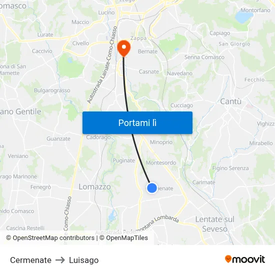 Cermenate to Luisago map