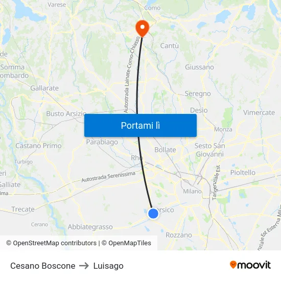 Cesano Boscone to Luisago map