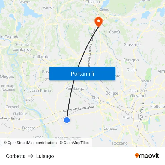 Corbetta to Luisago map