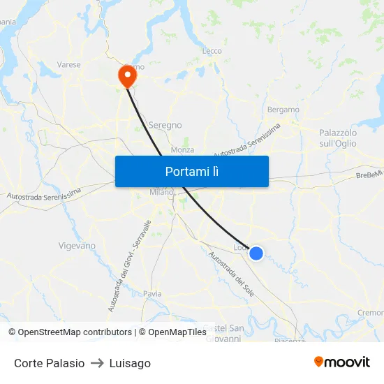 Corte Palasio to Luisago map