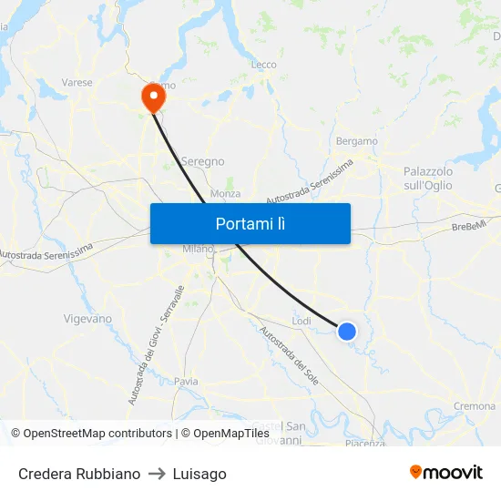 Credera Rubbiano to Luisago map