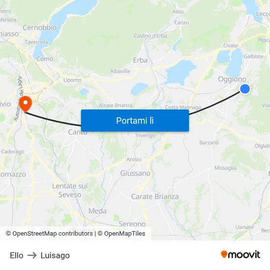 Ello to Luisago map